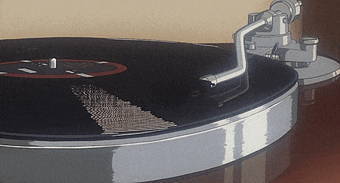 vinyl record player anime aesthetic doodle