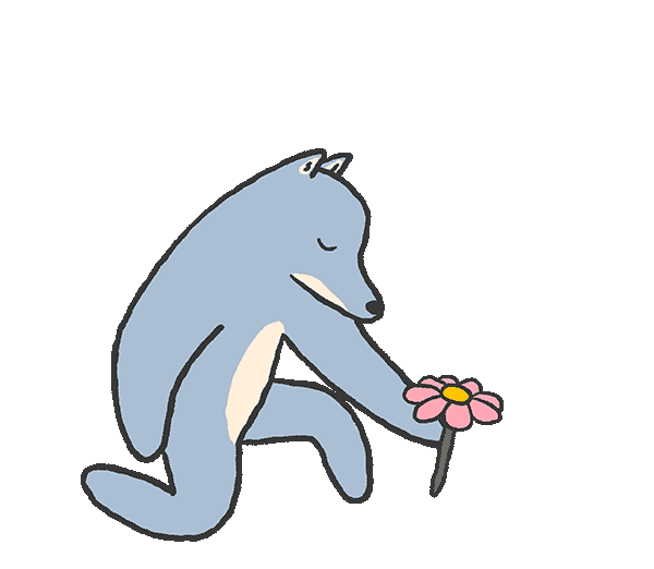 wolf gives flower doodle