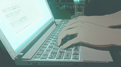 working with a laptop anime aesthetic doodle