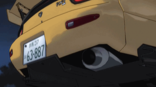 yellow mazda rx 7 exhaust flame aesthetic anime doodle