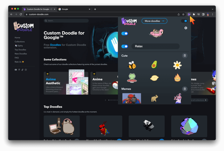 Custom Doodle for Google extension Customize New Tab
